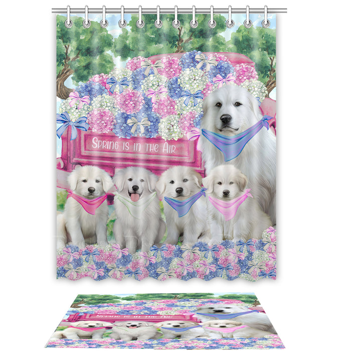 Great Pyrenee Shower Curtain & Bath Mat Set, Custom, Explore a Variety of Designs, Personalized, Curtains with hooks and Rug Bathroom Decor, Halloween Gift for Dog Lovers
