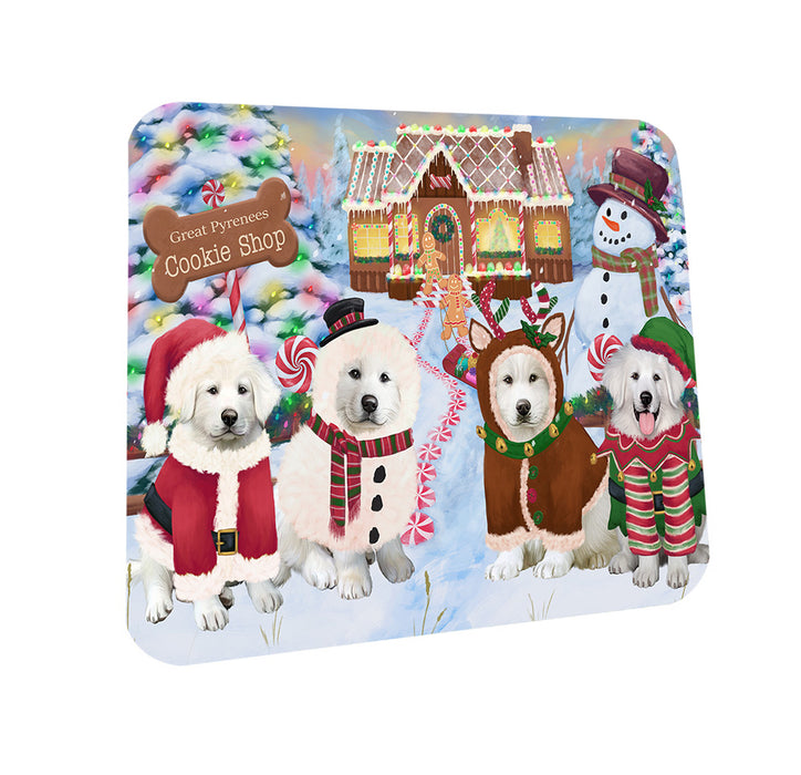 Holiday Gingerbread Cookie Shop Great Pyrenees Dog Coasters Set of 4 CST56362