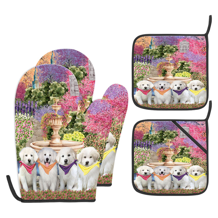 Great Pyrenees Oven Mitts and Pot Holder Set: Explore a Variety of Designs, Personalized, Potholders with Kitchen Gloves for Cooking, Custom, Halloween Gifts for Dog Mom