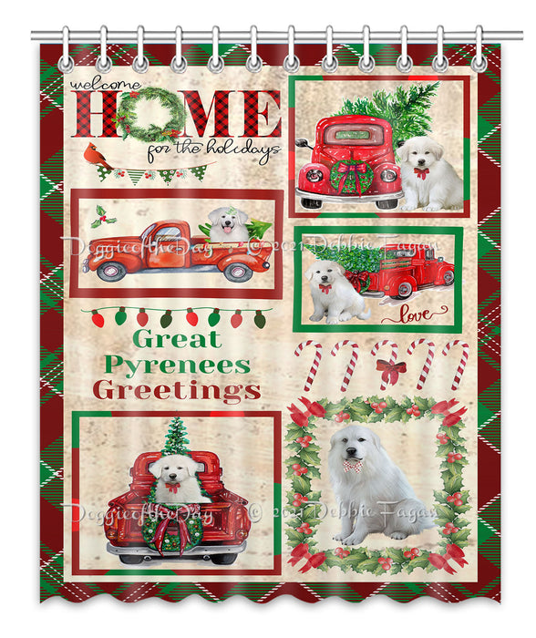 Welcome Home for Christmas Holidays Great Pyrenees Dogs Shower Curtain Bathroom Accessories Decor Bath Tub Screens