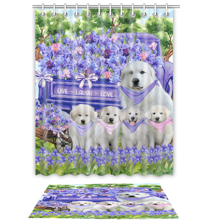 Great Pyrenee Shower Curtain & Bath Mat Set, Bathroom Decor Curtains with hooks and Rug, Explore a Variety of Designs, Personalized, Custom, Dog Lover's Gifts