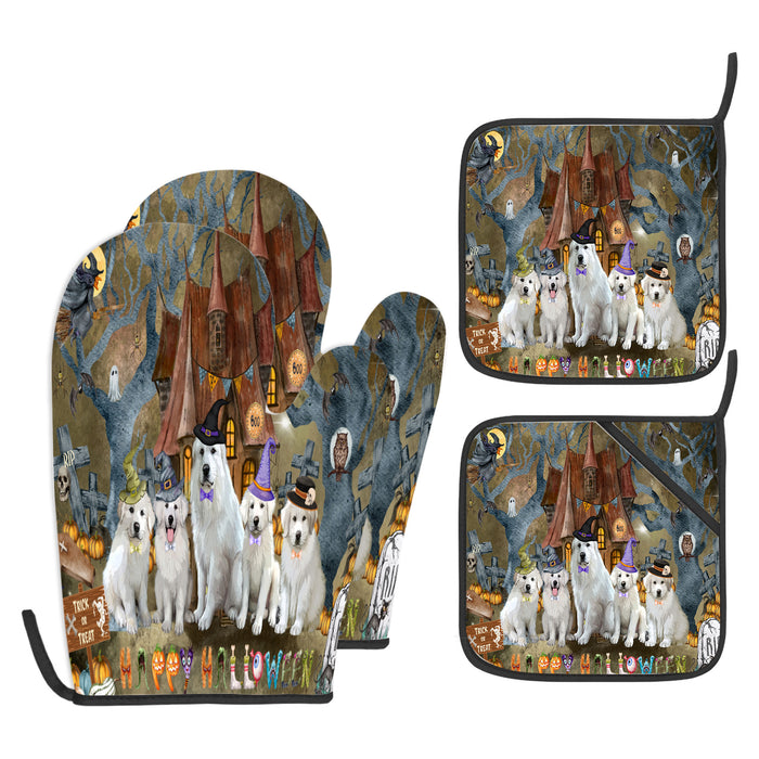 Great Pyrenees Oven Mitts and Pot Holder Set: Explore a Variety of Designs, Personalized, Potholders with Kitchen Gloves for Cooking, Custom, Halloween Gifts for Dog Mom