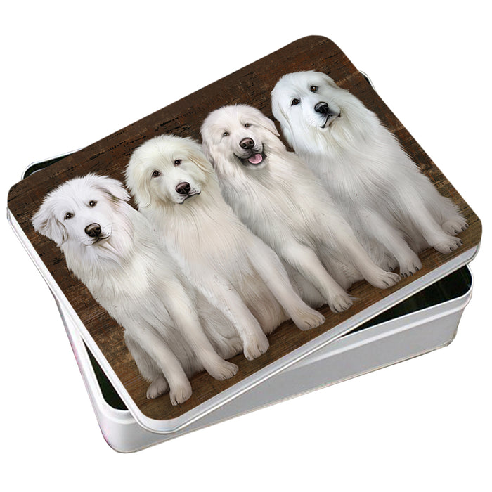 Rustic 4 Great Pyrenees Dog Photo Storage Tin PITN49576