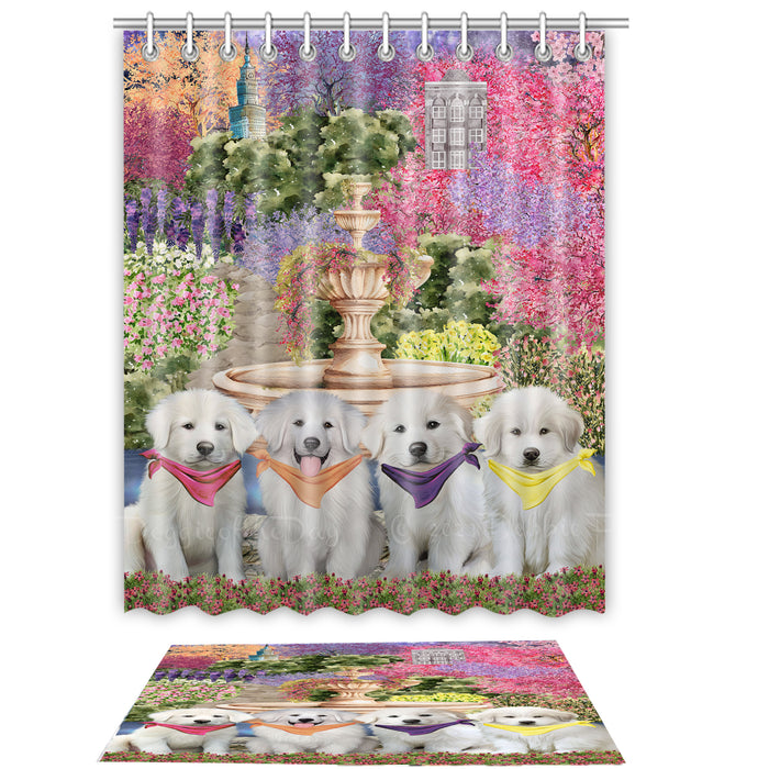 Great Pyrenee Shower Curtain & Bath Mat Set - Explore a Variety of Personalized Designs - Custom Rug and Curtains with hooks for Bathroom Decor - Pet and Dog Lovers Gift