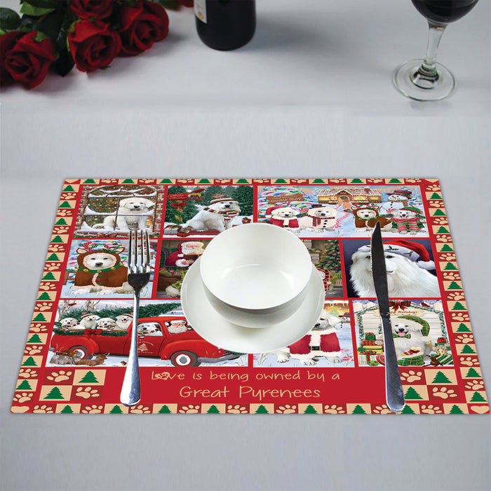 Love is Being Owned Christmas Great Pyrenee Dogs Placemat