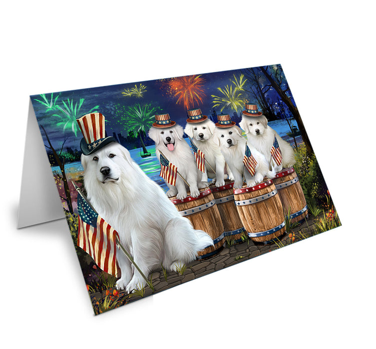 4th of July Independence Day Fireworks Great Pyrenees at the Lake Handmade Artwork Assorted Pets Greeting Cards and Note Cards with Envelopes for All Occasions and Holiday Seasons GCD57137
