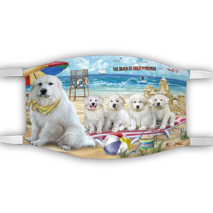 Pet Friendly Beach Great Pyrenees Dogs Face Mask FM49107