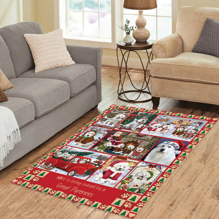 Love is Being Owned Christmas Great Pyrenee Dogs Area Rug