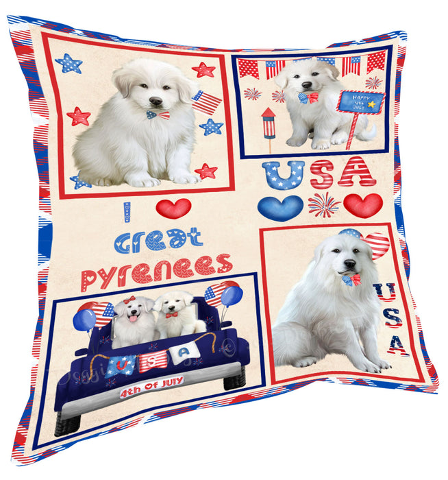 4th of July Independence Day I Love USA Greater Swiss Mountain Dogs Pillow with Top Quality High-Resolution Images - Ultra Soft Pet Pillows for Sleeping - Reversible & Comfort - Ideal Gift for Dog Lover - Cushion for Sofa Couch Bed - 100% Polyester
