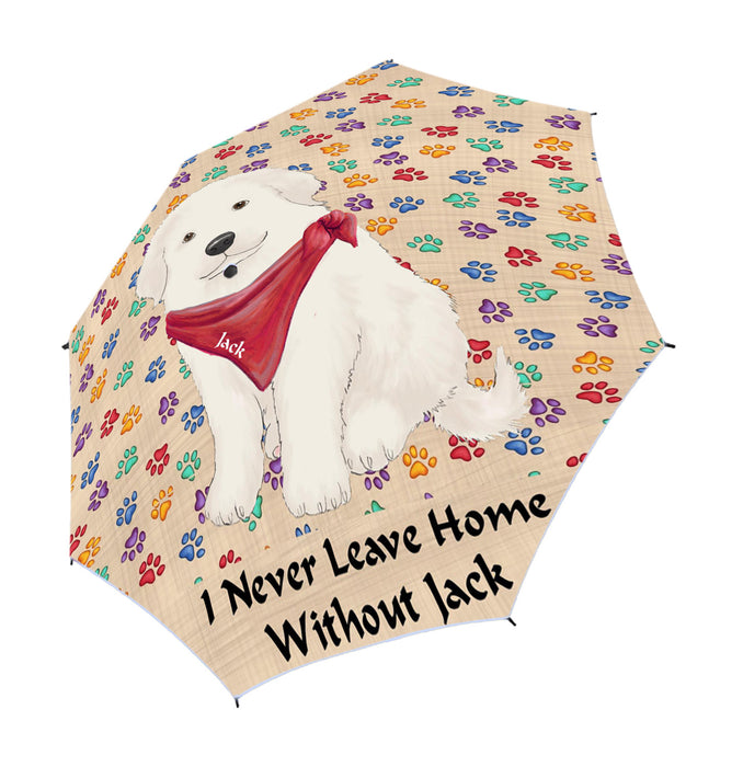 Custom Pet Name Personalized I never Leave Home Great Pyrenee Dog Semi-Automatic Foldable Umbrella