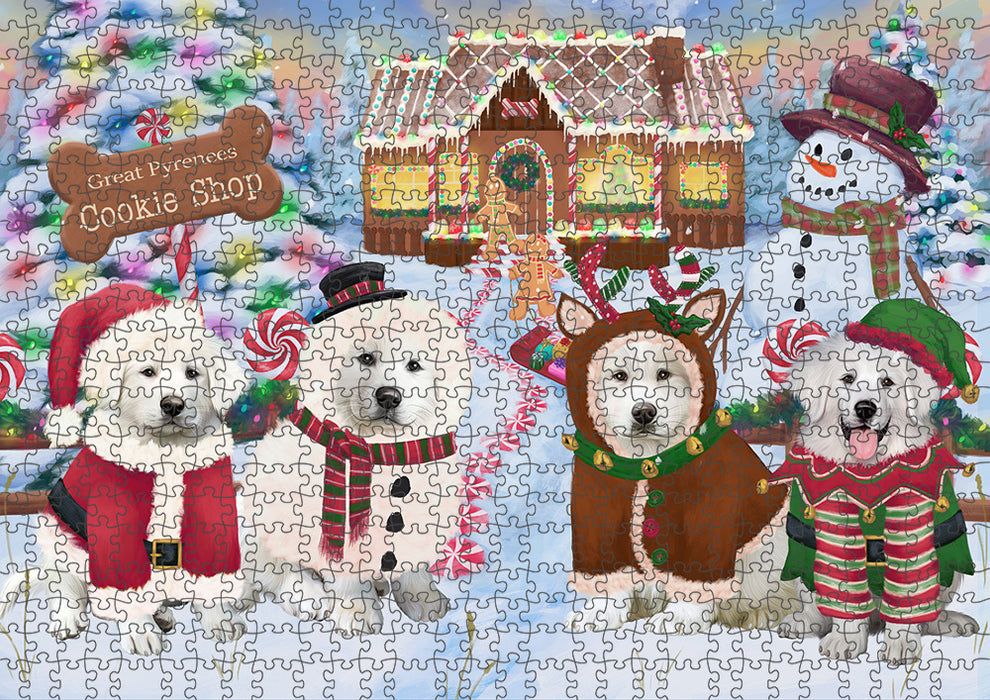 Holiday Gingerbread Cookie Shop Great Pyrenees Dog Puzzle with Photo Tin PUZL93816