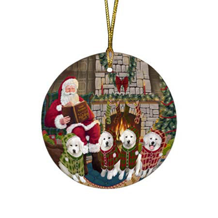 Christmas Cozy Holiday Tails Great Pyrenees Dog Round Flat Christmas Ornament RFPOR55728