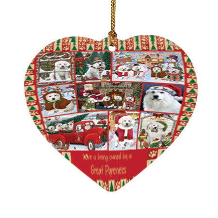 Love is Being Owned Christmas Great Pyrenee Dogs Heart Christmas Ornament HPOR57856
