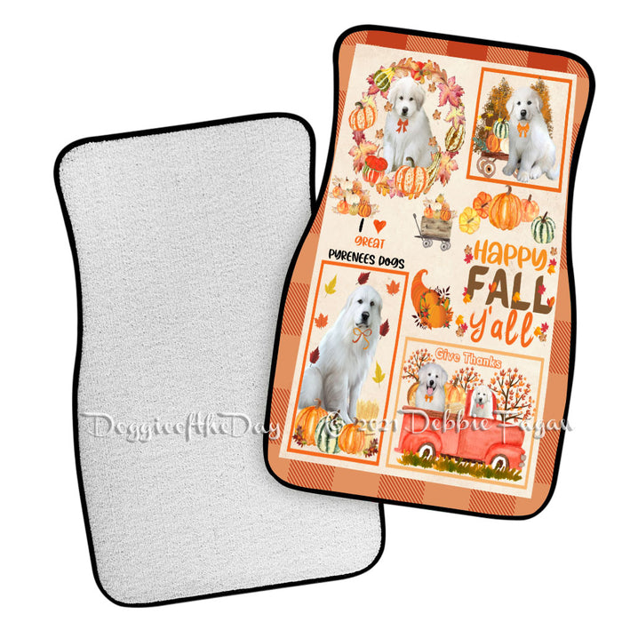 Happy Fall Y'all Pumpkin Great Pyrenees Dogs Polyester Anti-Slip Vehicle Carpet Car Floor Mats CFM49210