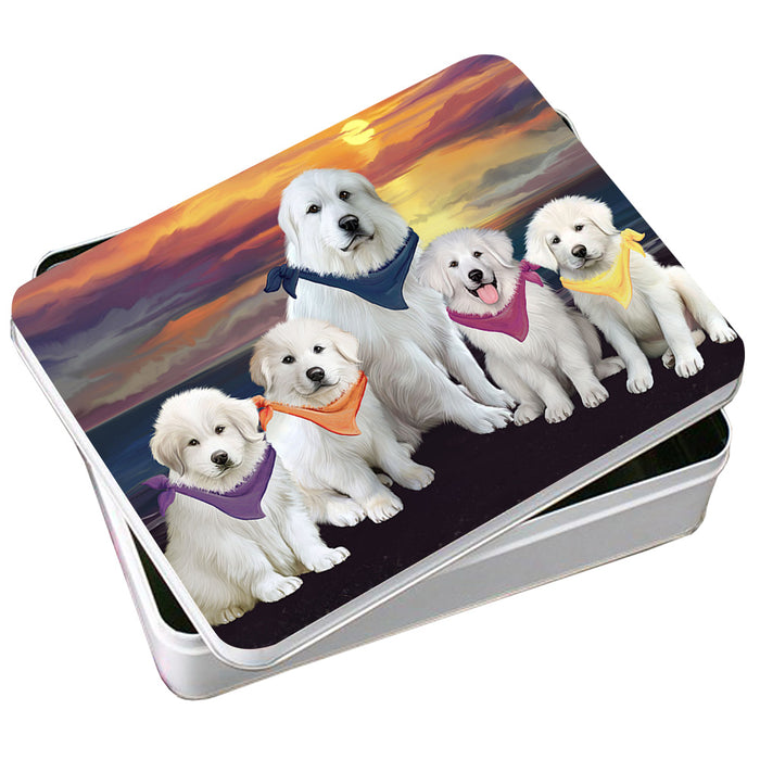 Family Sunset Portrait Great Pyrenees Dog Photo Storage Tin PITN52486