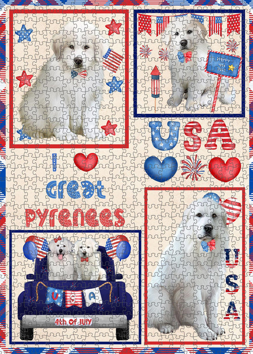4th of July Independence Day I Love USA Greater Swiss Mountain Dogs Portrait Jigsaw Puzzle for Adults Animal Interlocking Puzzle Game Unique Gift for Dog Lover's with Metal Tin Box