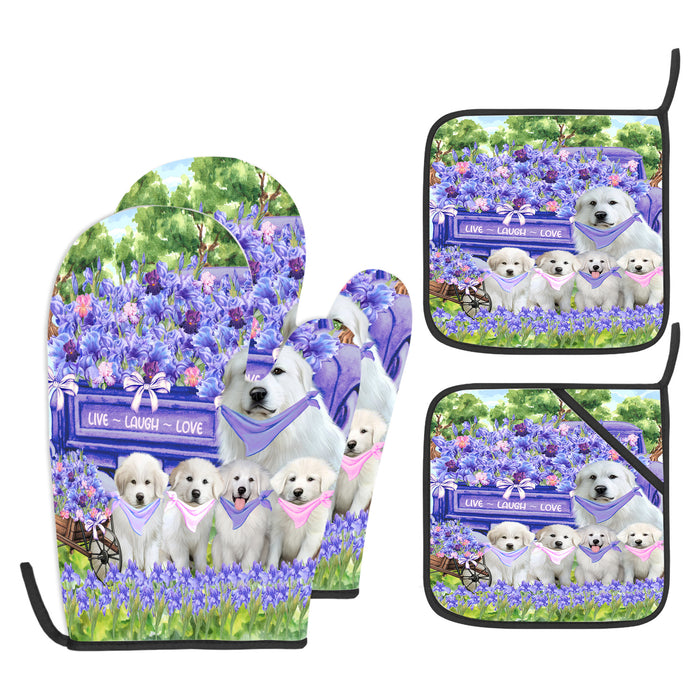 Great Pyrenees Oven Mitts and Pot Holder Set: Explore a Variety of Designs, Custom, Personalized, Kitchen Gloves for Cooking with Potholders, Gift for Dog Lovers