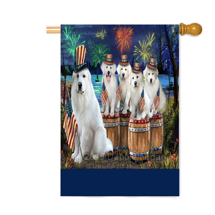 Personalized 4th of July Firework Great Pyrenee Dogs Custom House Flag FLG-DOTD-A57994