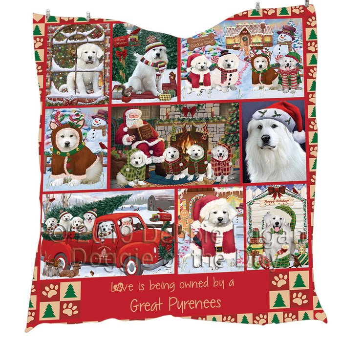 Love is Being Owned Christmas Great Pyrenee Dogs Quilt