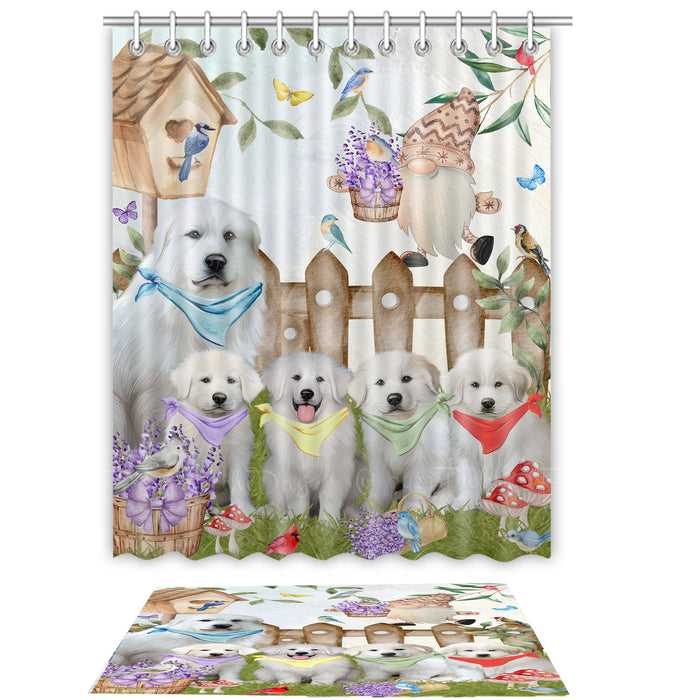 Great Pyrenee Shower Curtain with Bath Mat Combo: Curtains with hooks and Rug Set Bathroom Decor, Custom, Explore a Variety of Designs, Personalized, Pet Gift for Dog Lovers