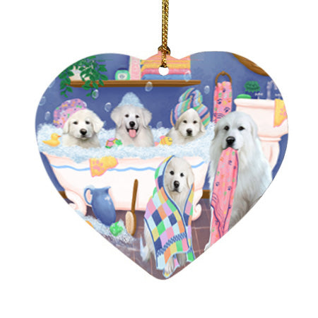 Rub A Dub Dogs In A Tub Great Pyrenees Dog Heart Christmas Ornament HPOR57149