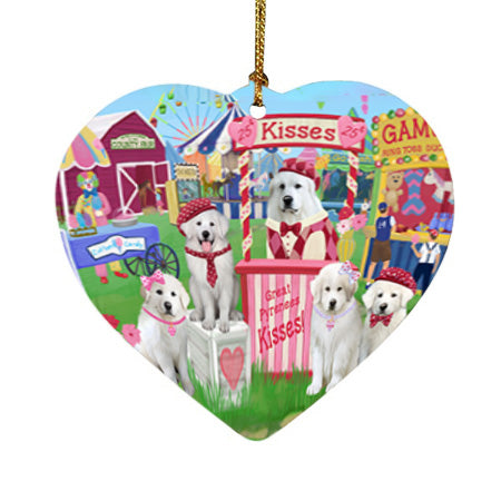 Carnival Kissing Booth Great Pyrenees Dog Heart Christmas Ornament HPOR56257