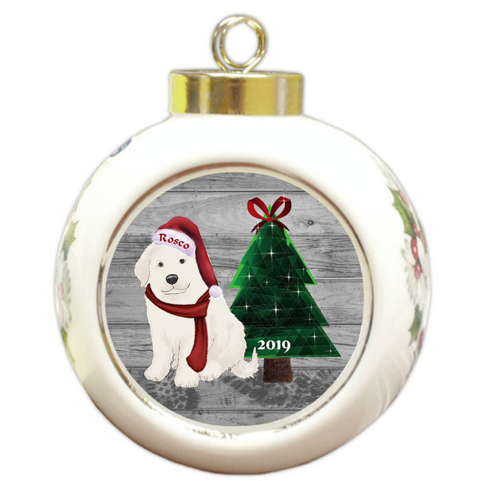 Custom Personalized Great Pyrenee Dog Glassy Classy Christmas Round Ball Ornament