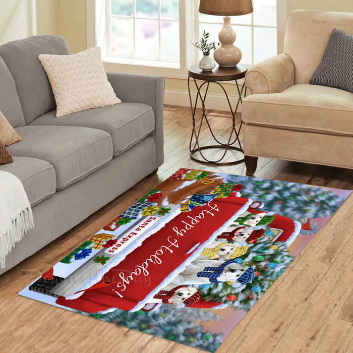 Christmas Red Truck Travlin Home for the Holidays Great Pyrenees Dogs Area Rug - Ultra Soft Cute Pet Printed Unique Style Floor Living Room Carpet Decorative Rug for Indoor Gift for Pet Lovers