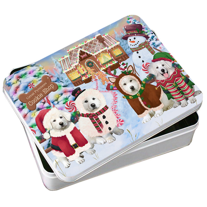 Holiday Gingerbread Cookie Shop Great Pyrenees Dog Photo Storage Tin PITN56347