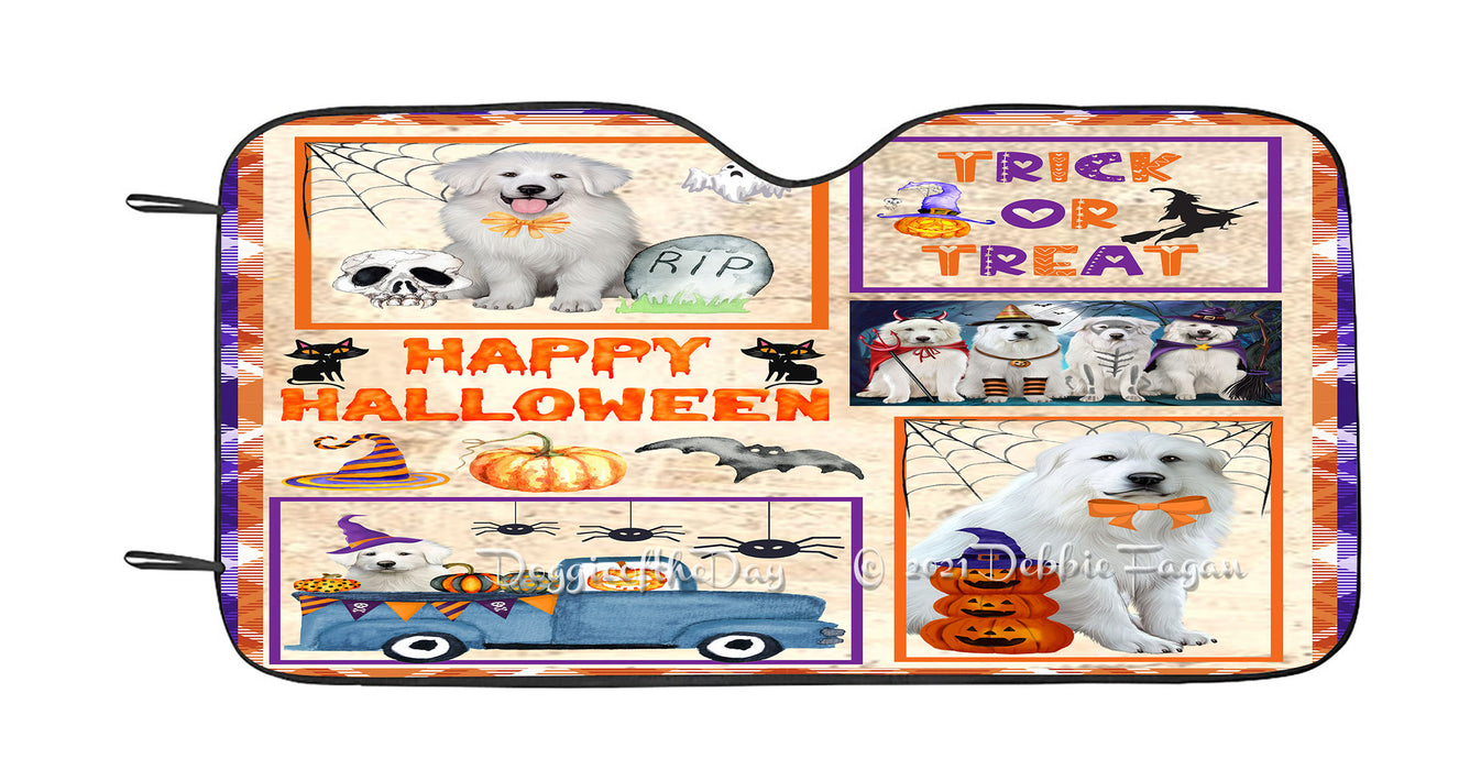 Happy Halloween Trick or Treat Great Pyrenees Dogs Car Sun Shade Cover Curtain