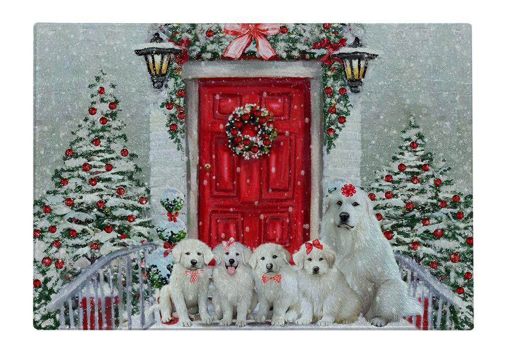 Christmas Holiday Welcome Great Pyrenees Dogs Cutting Board - For Kitchen - Scratch & Stain Resistant - Designed To Stay In Place - Easy To Clean By Hand - Perfect for Chopping Meats, Vegetables