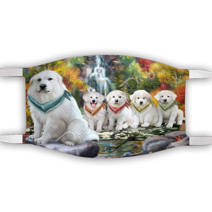 Scenic Waterfall Great Pyrenees Dogs Face Mask FM49306