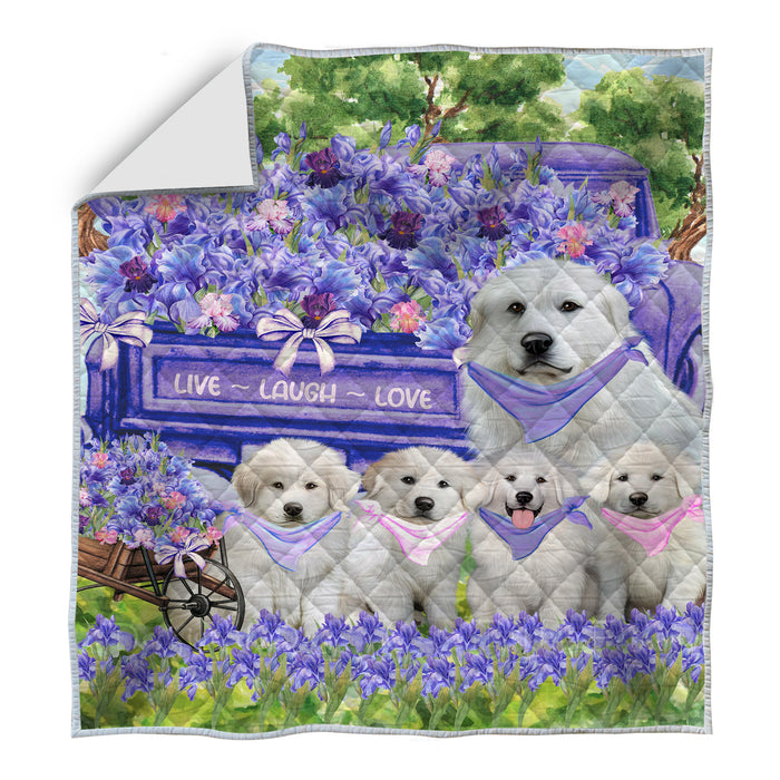 Great Pyrenee Bed Quilt, Explore a Variety of Designs, Personalized, Custom, Bedding Coverlet Quilted, Pet and Dog Lovers Gift