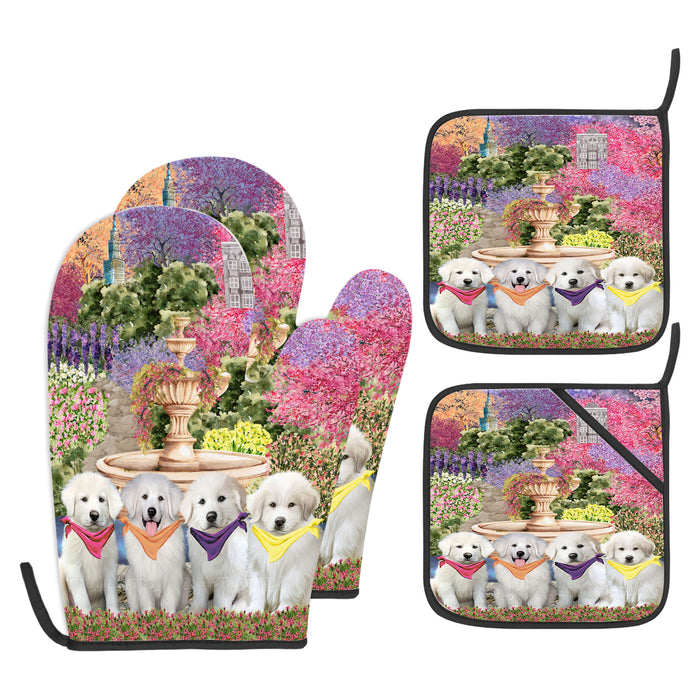 Great Pyrenees Oven Mitts and Pot Holder Set, Kitchen Gloves for Cooking with Potholders, Explore a Variety of Custom Designs, Personalized, Pet & Dog Gifts