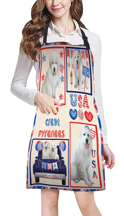 4th of July Independence Day I Love USA Greater Swiss Mountain Dogs Apron - Adjustable Long Neck Bib for Adults - Waterproof Polyester Fabric With 2 Pockets - Chef Apron for Cooking, Dish Washing, Gardening, and Pet Grooming