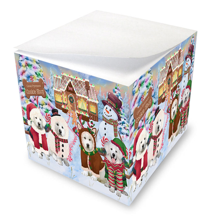 Holiday Gingerbread Cookie Shop Great Pyrenees Dog Note Cube NOC54476