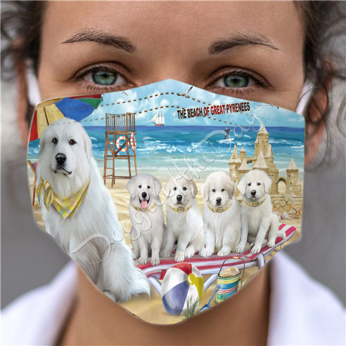 Pet Friendly Beach Great Pyrenees Dogs Face Mask FM49107