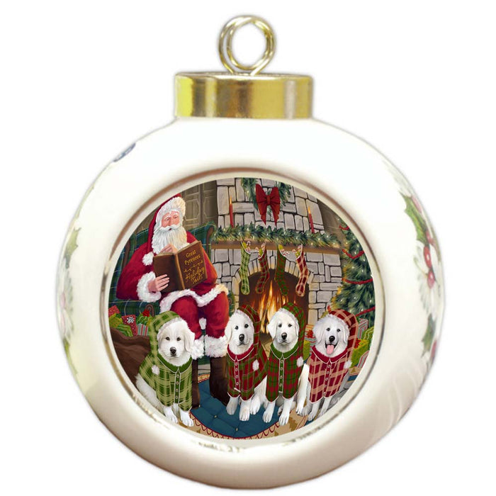 Christmas Cozy Holiday Tails Great Pyrenees Dog Round Ball Christmas Ornament RBPOR55728