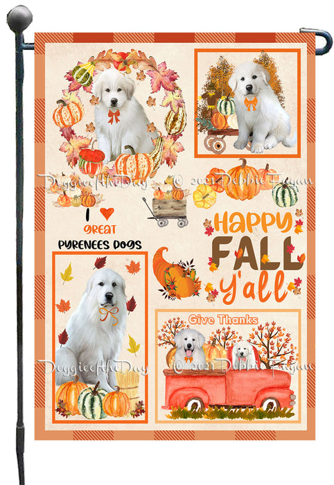 Happy Fall Y'all Pumpkin Great Pyrenees Dogs Garden Flags- Outdoor Double Sided Garden Yard Porch Lawn Spring Decorative Vertical Home Flags 12 1/2"w x 18"h