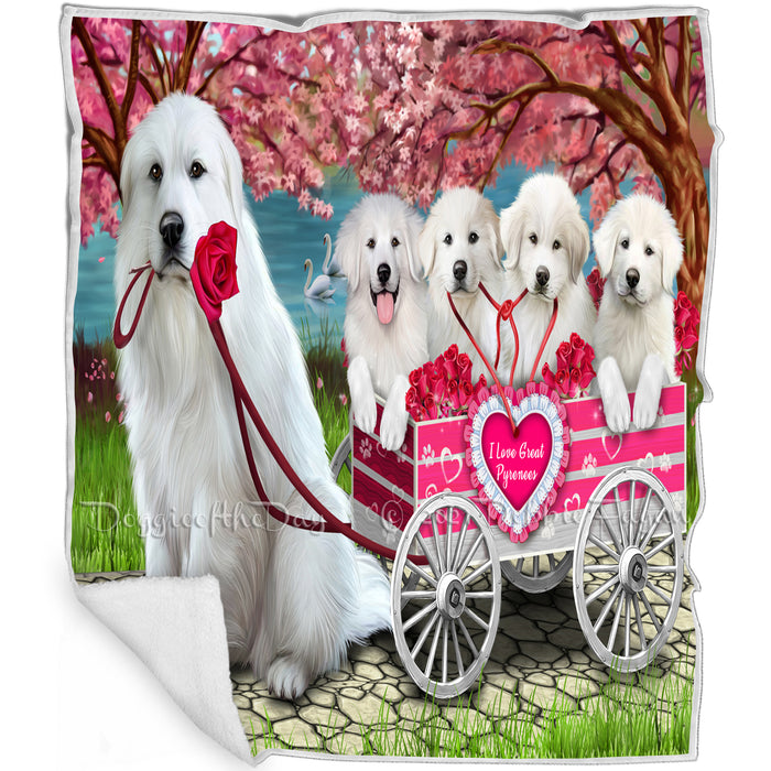 I Love Great Pyrenees Dogs in a Cart Blanket BLNKT49305