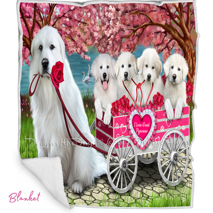 Mother's Day Gift Basket Great Pyrenees Dogs Blanket, Pillow, Coasters, Magnet, Coffee Mug and Ornament