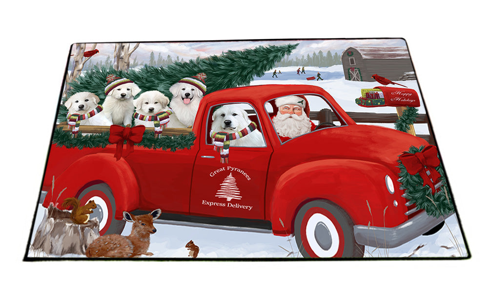 Christmas Santa Express Delivery Great Pyrenees Dog Family Floormat FLMS52407