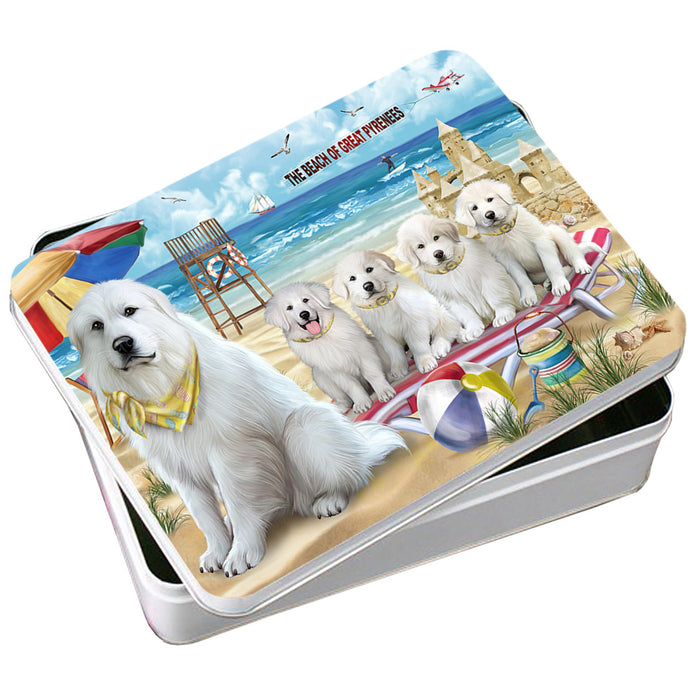 Pet Friendly Beach Great Pyreneess Dog Photo Storage Tin PITN50040