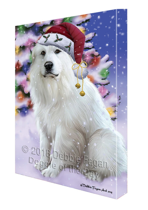 Winterland Wonderland Great Pyrenees Dog In Christmas Holiday Scenic Background Canvas Print Wall Art Décor CVS101672