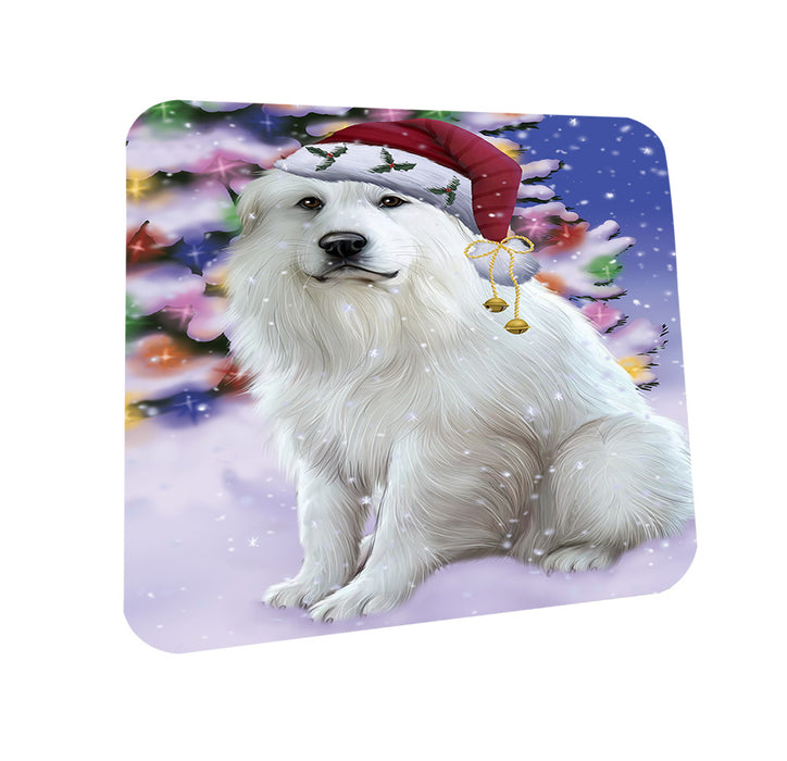 Winterland Wonderland Great Pyrenees Dog In Christmas Holiday Scenic Background Coasters Set of 4 CST53716