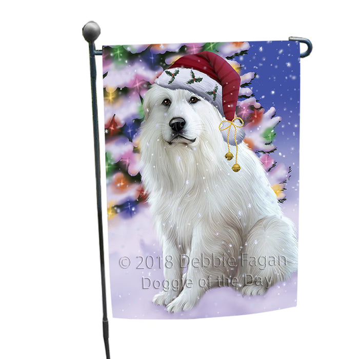 Winterland Wonderland Great Pyrenees Dog In Christmas Holiday Scenic Background Garden Flag GFLG53820