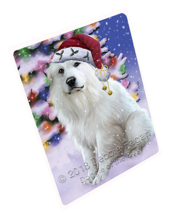 Winterland Wonderland Great Pyrenees Dog In Christmas Holiday Scenic Background Large Refrigerator / Dishwasher Magnet RMAG83430