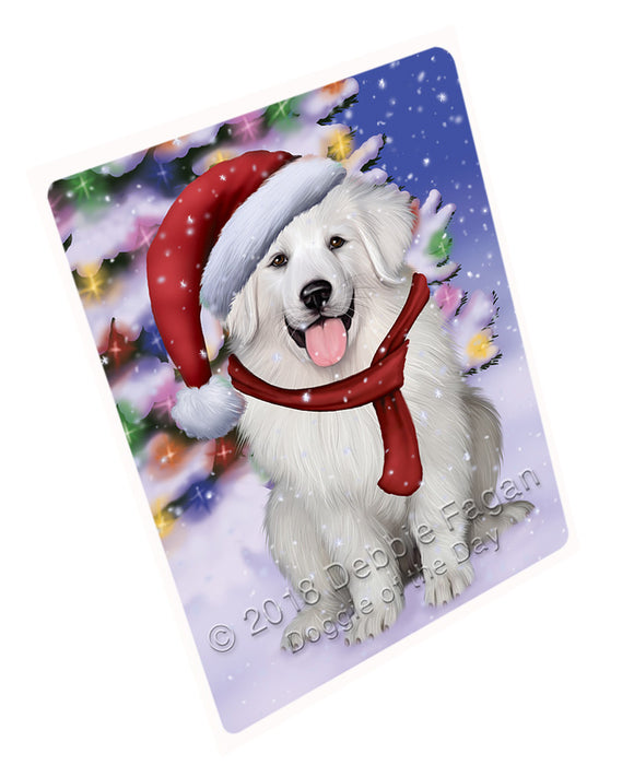 Winterland Wonderland Great Pyrenees Dog In Christmas Holiday Scenic Background Large Refrigerator / Dishwasher Magnet RMAG83436