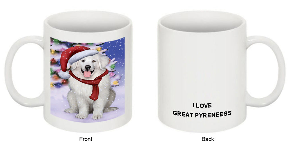 Winterland Wonderland Great Pyrenees Dog In Christmas Holiday Scenic Background Coffee Mug MUG49157