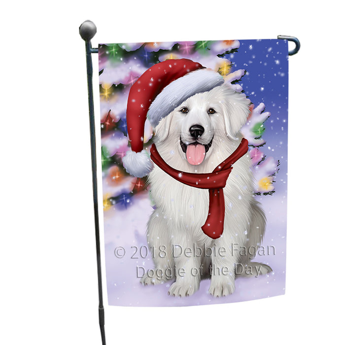 Winterland Wonderland Great Pyrenees Dog In Christmas Holiday Scenic Background Garden Flag GFLG53821